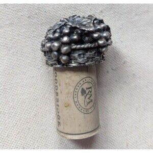 VTG Sommelier Pewter Wine Cork Stopper Grape Cluster Leaf Goodbridge Cork